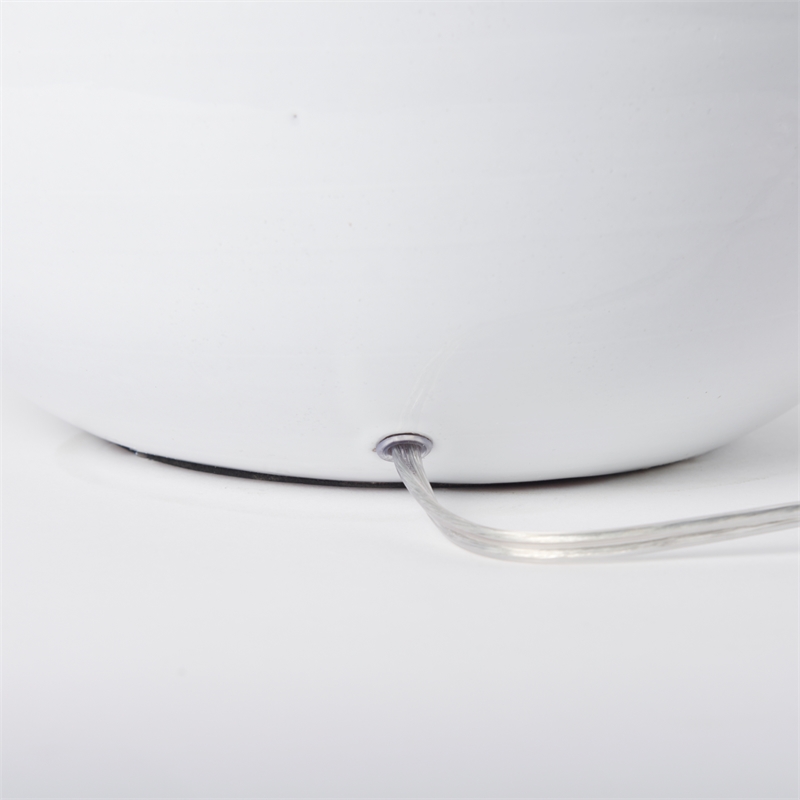 Pemberly Row Contemporary Glossy Spherical White Ceramic Table Lamp
