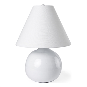 Pemberly Row Contemporary Glossy Spherical White Ceramic Table Lamp