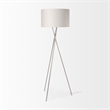 Pemberly Row Silver Metal with Beige Fabric Shade Floor Lamp