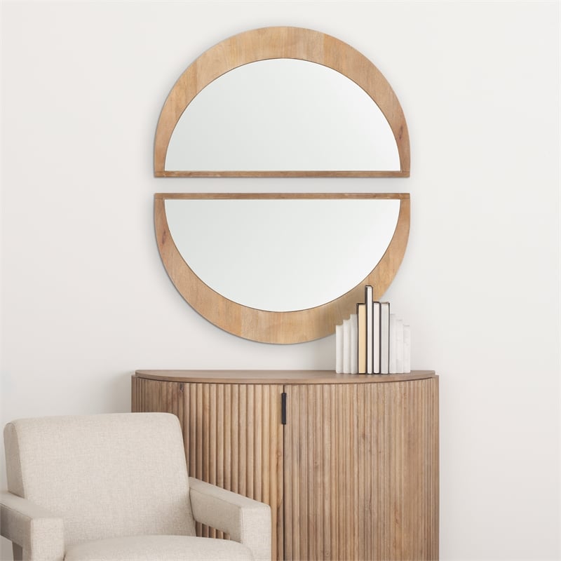 Pemberly Row Modern / Contemporary Light Brown Wood Small Mirror