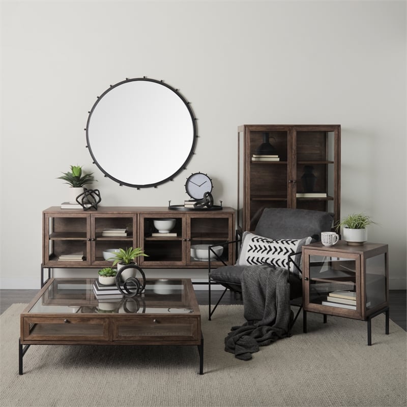Pemberly Row Modern / Contemporary Large Black Finish Wall Mirror