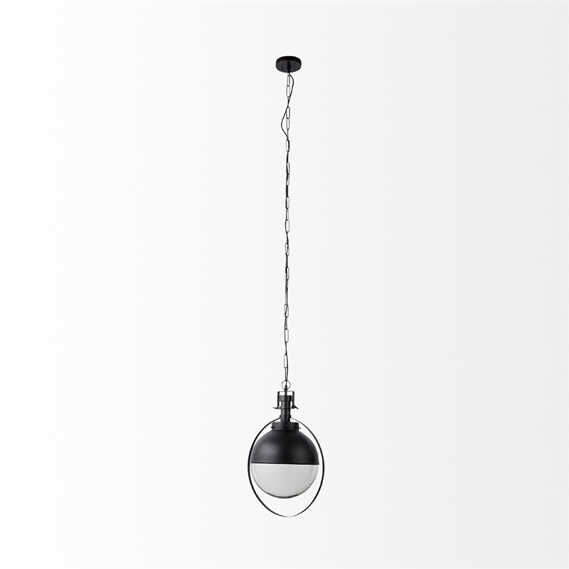 Pemberly Row 15X20 Black Metal Spherical Pendant Light in Clear