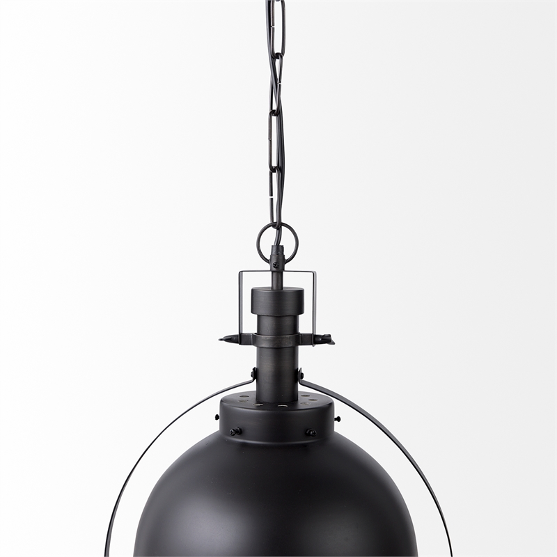 Pemberly Row 15X20 Black Metal Spherical Pendant Light in Clear