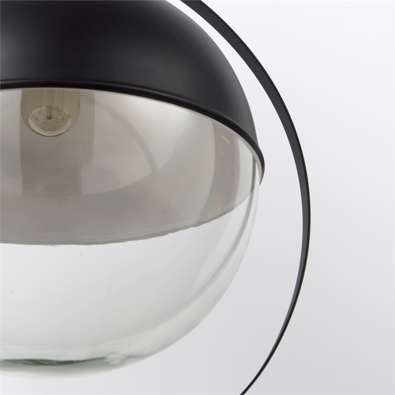 Pemberly Row 15X20 Black Metal Spherical Pendant Light in Clear