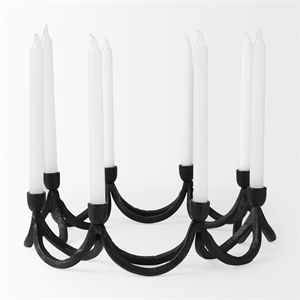 Pemberly Row Modern / Contemporary Round Candle Holder in Black