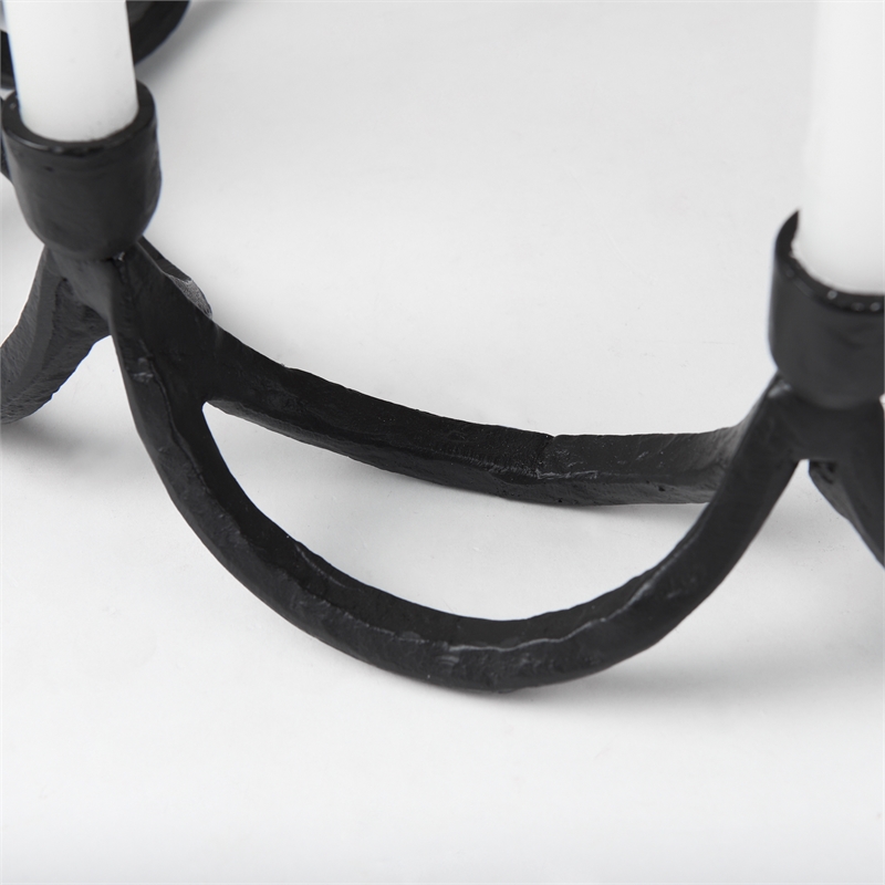 Pemberly Row Modern / Contemporary Round Candle Holder in Black