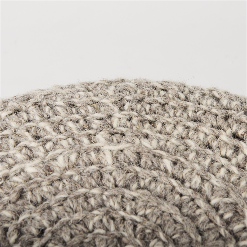 Pemberly Row Contemporary 19Lx19Wx15H Taupe 4 Legged Wool Stool