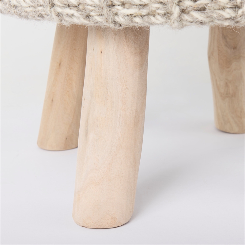 Pemberly Row Contemporary 19Lx19Wx15H Taupe 4 Legged Wool Stool