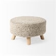 Pemberly Row Contemporary 24Lx24Wx14H Light Gray 4 Legged Wool Stool