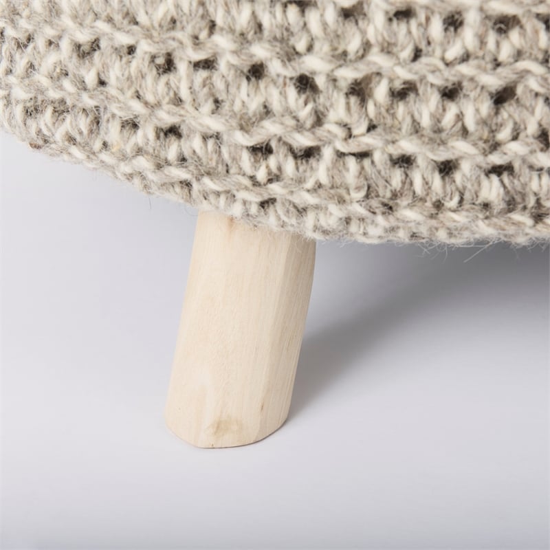 Pemberly Row Contemporary 24Lx24Wx14H Light Gray 4 Legged Wool Stool