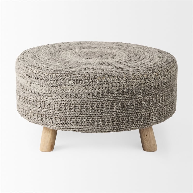 Pemberly Row Contemporary 30Lx30Wx15H Dark Gray 4 Legged Wool Stool