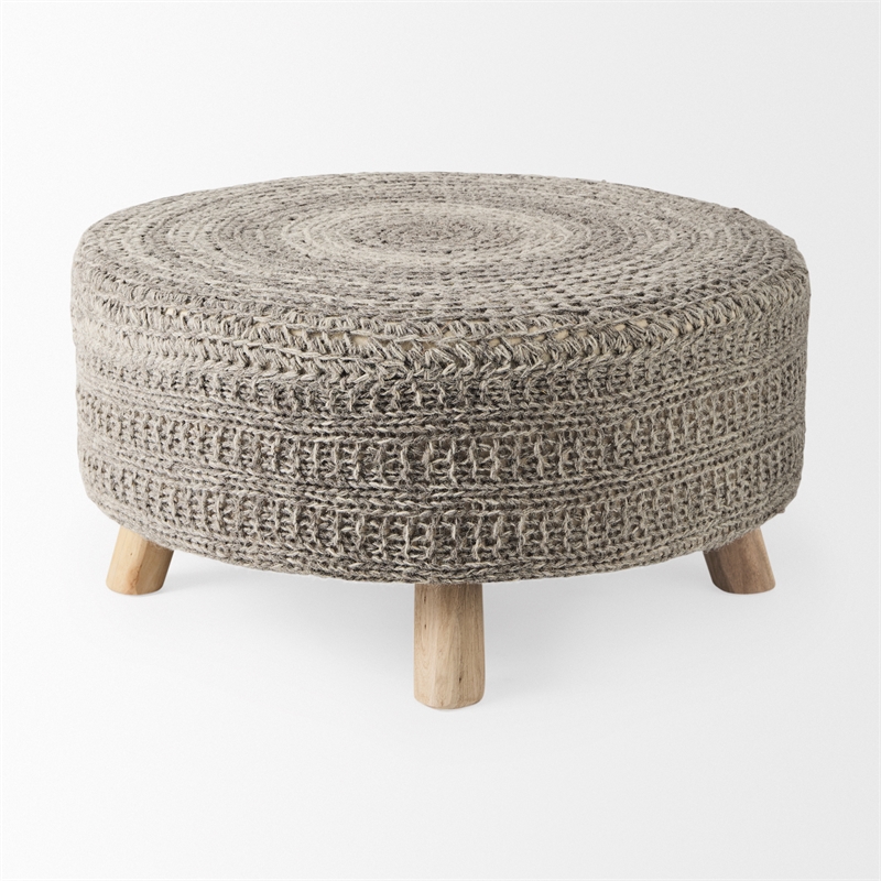 Pemberly Row Contemporary 30Lx30Wx15H Dark Gray 4 Legged Wool Stool
