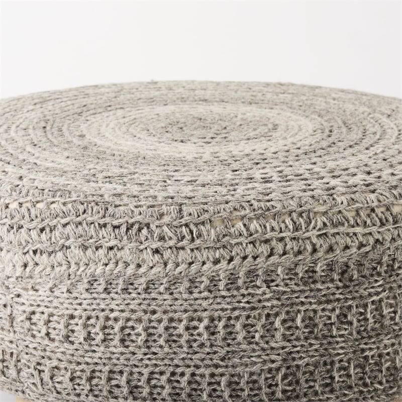 Pemberly Row Contemporary 30Lx30Wx15H Dark Gray 4 Legged Wool Stool