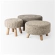 Pemberly Row Contemporary 30Lx30Wx15H Dark Gray 4 Legged Wool Stool