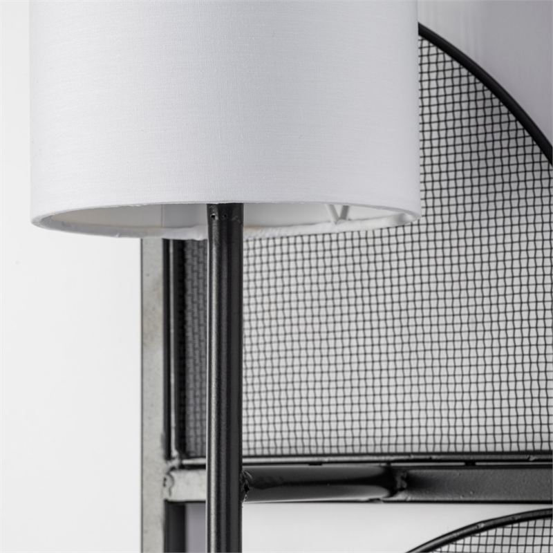 Pemberly Row Black Metal Body White Fabric Shade Rectangular Wall Sconce