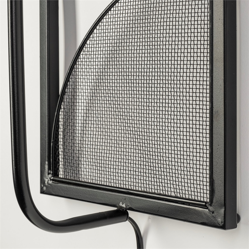 Pemberly Row Black Metal Body White Fabric Shade Rectangular Wall Sconce