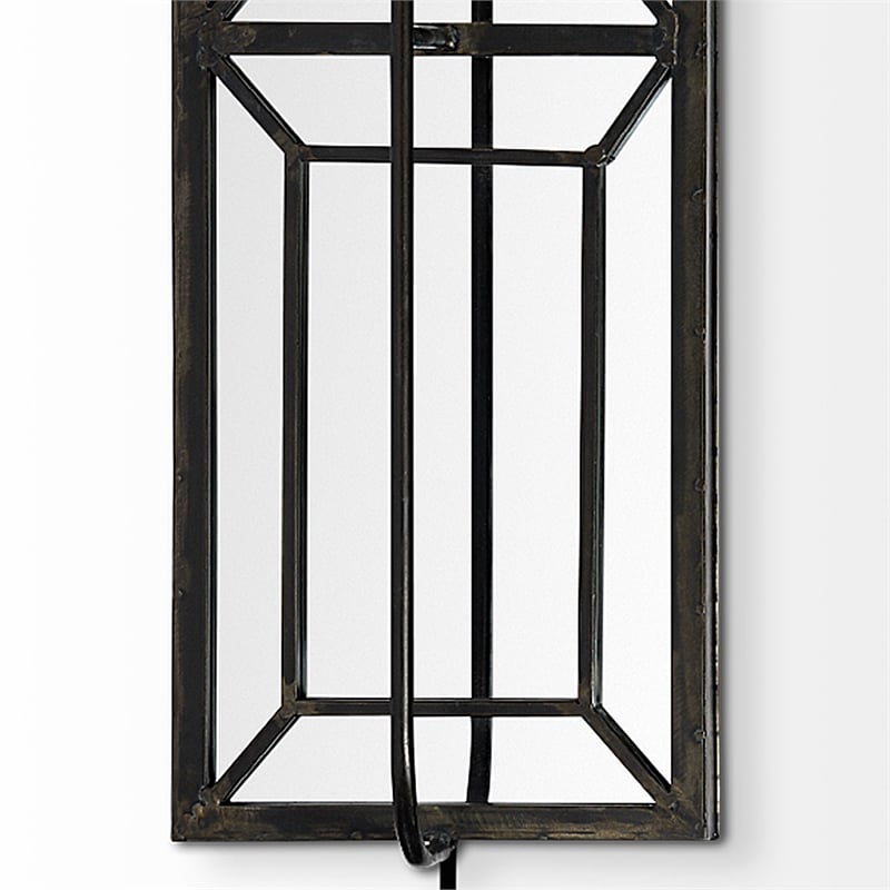 Pemberly Row 12.2X55 Black Metal with White Fabric Shade Rectangular Wall Sconce
