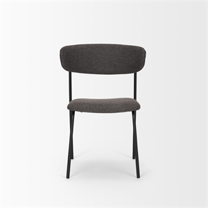 Pemberly Row Dining Chair with Gray Fabric & Matte Black Metal Set of 2