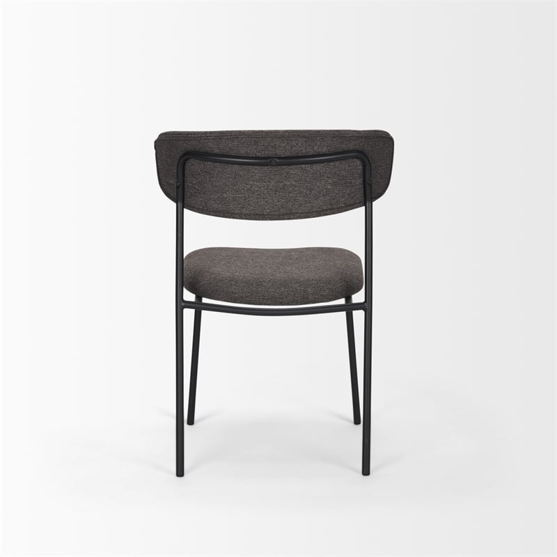 Pemberly Row Dining Chair with Gray Fabric & Matte Black Metal Set of 2