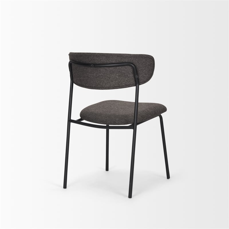 Pemberly Row Dining Chair with Gray Fabric & Matte Black Metal Set of 2
