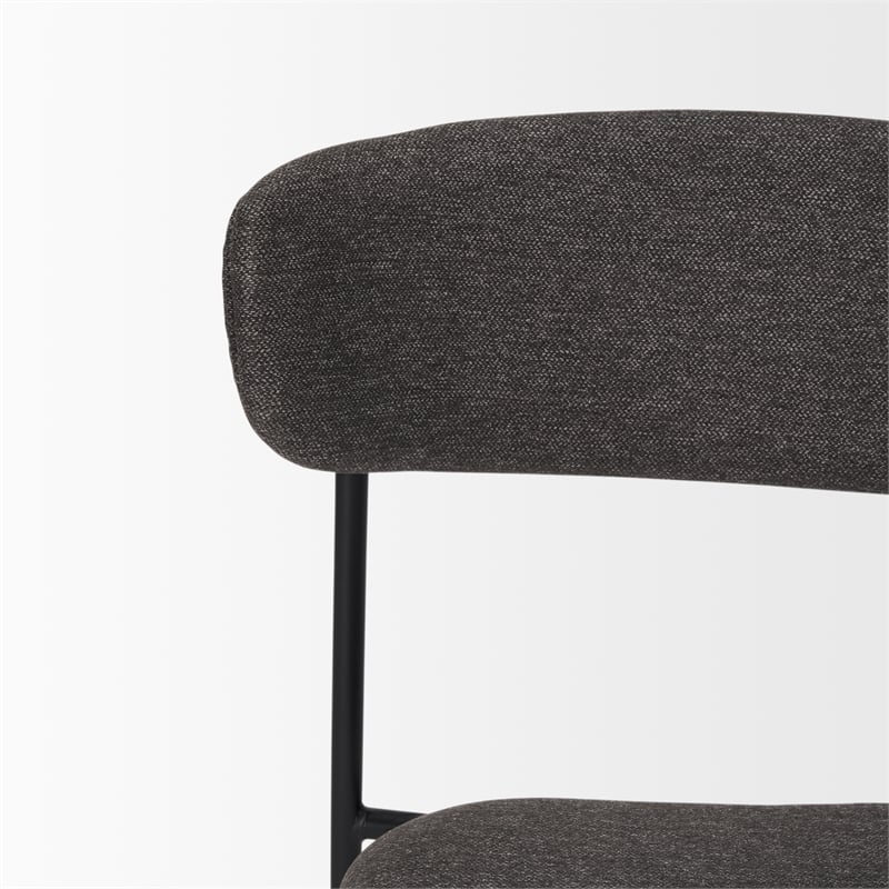 Pemberly Row Dining Chair with Gray Fabric & Matte Black Metal Set of 2