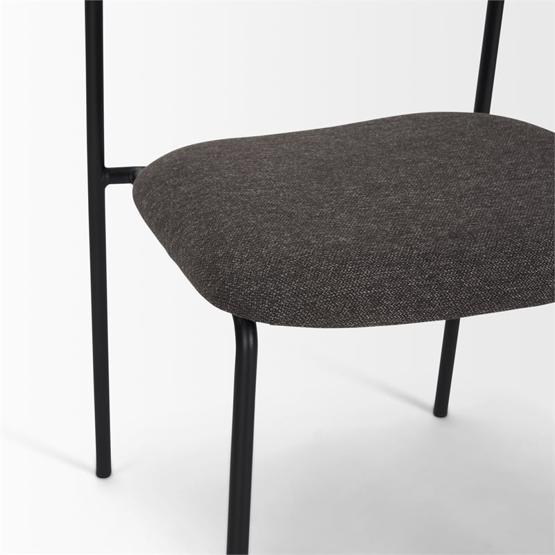 Pemberly Row Dining Chair with Gray Fabric & Matte Black Metal Set of 2