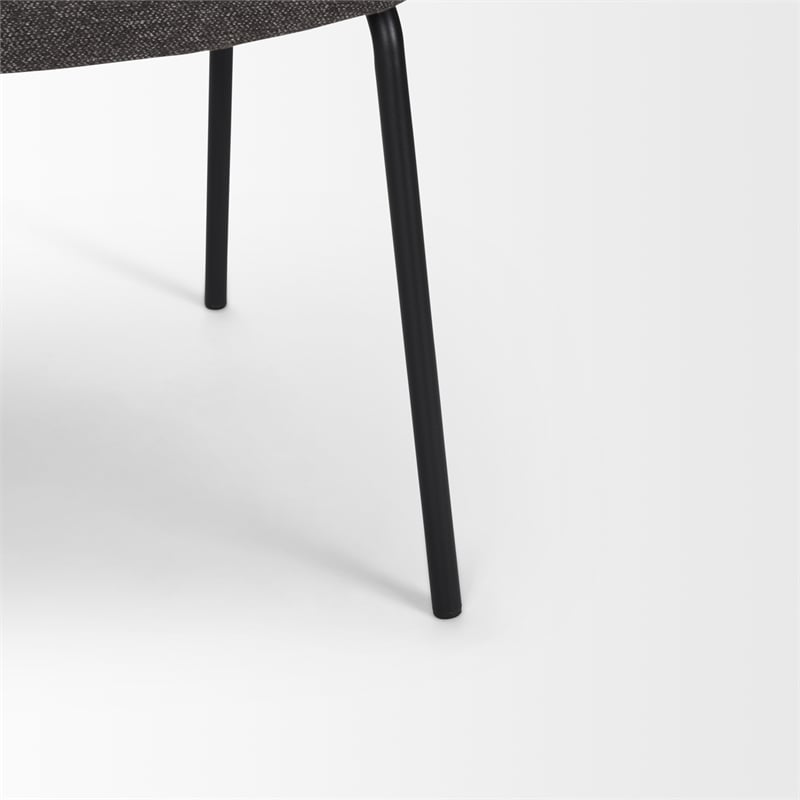 Pemberly Row Dining Chair with Gray Fabric & Matte Black Metal Set of 2