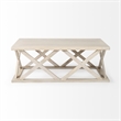 Pemberly Row Blonde Wood Rectangular Coffee Table in Off White