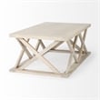 Pemberly Row Blonde Wood Rectangular Coffee Table in Off White