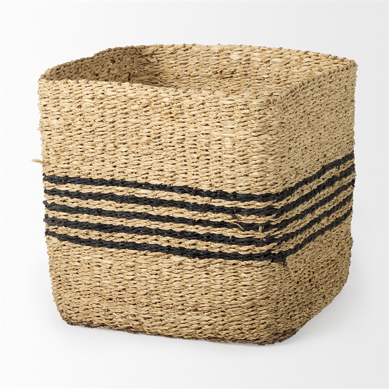 Pemberly Row Contemporary Gray Twisted Seagrass Square Basket (Set of 3)