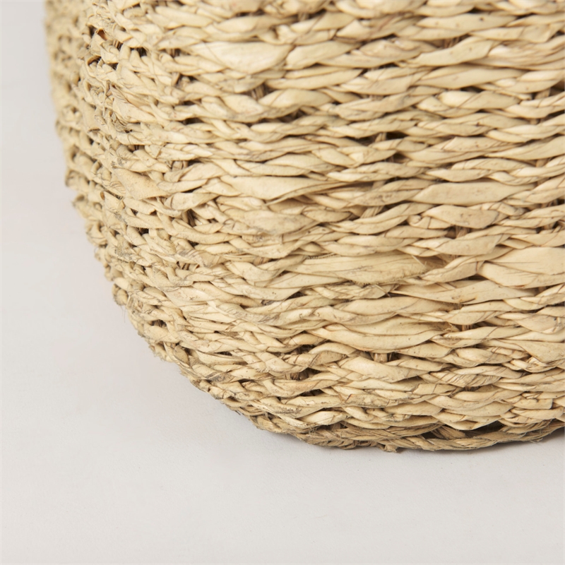 Pemberly Row Contemporary Gray Twisted Seagrass Square Basket (Set of 3)