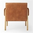 Pemberly Row Brown Faux Leather Fabric with Light Wood Accent Chair
