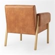 Pemberly Row Brown Faux Leather Fabric with Light Wood Accent Chair