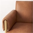 Pemberly Row Brown Faux Leather Fabric with Light Wood Accent Chair