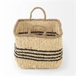Pemberly Row Light Brown Seagrass Rectangular Basket w/ Black Stripes (Set of 2)