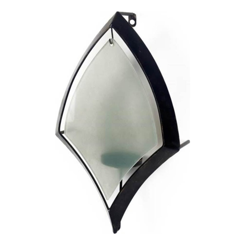 Pemberly Row Black Metal Frame with Frosted Glass Shade Wall Candle Holder