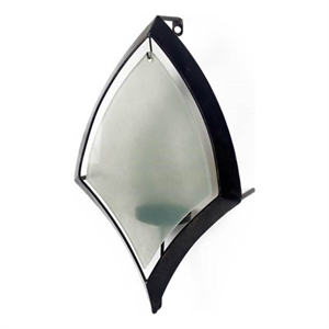 Pemberly Row Black Metal Frame with Frosted Glass Shade Wall Candle Holder