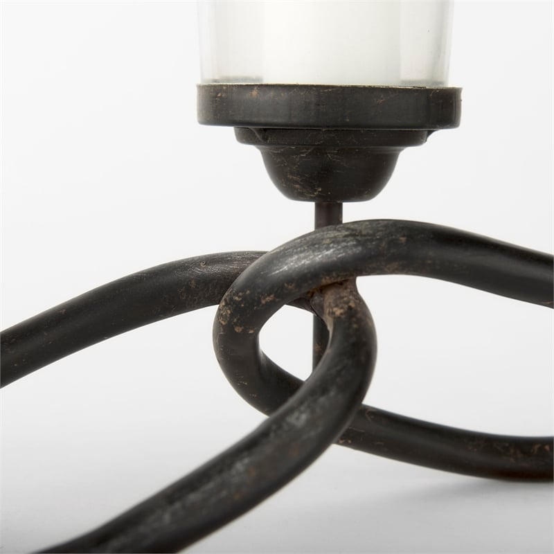 Pemberly Row Black Metal Chain-Link Five Candle Table Candle Holder
