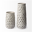Pemberly Row Contemporary Large Rustic White Ceramic Decorative Vase