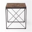 Pemberly Row Square Top Brown Wood And Iron Cross Braced End/Side Table