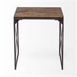 Pemberly Row Square Top Brown Wood And Iron Cross Braced End/Side Table
