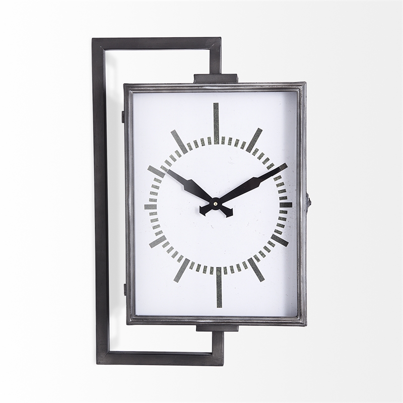 Pemberly Row Rectangular Large industrial Wall Clock in Black