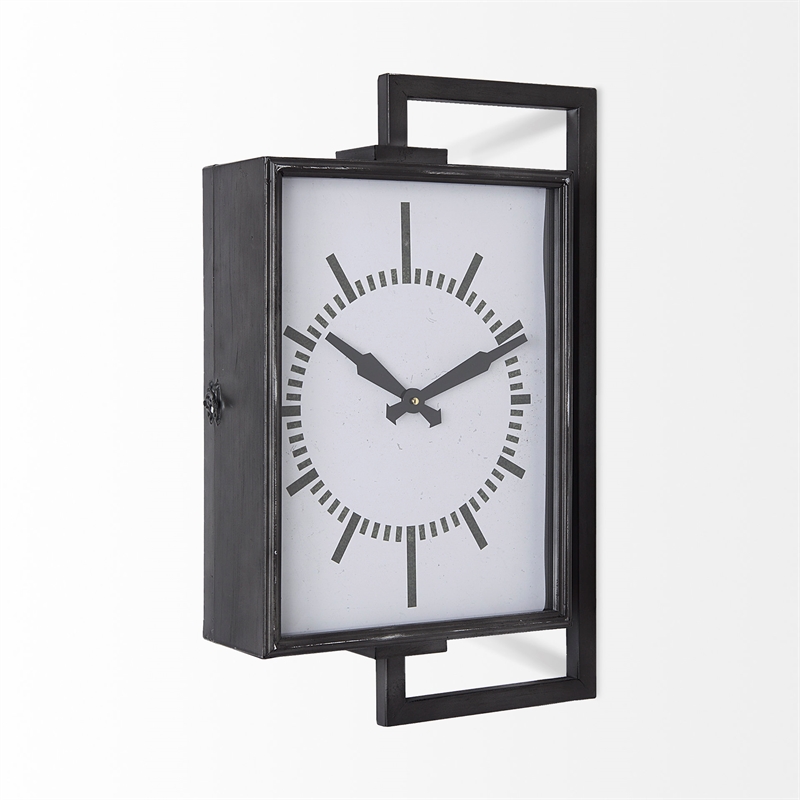 Pemberly Row Rectangular Large industrial Wall Clock in Black