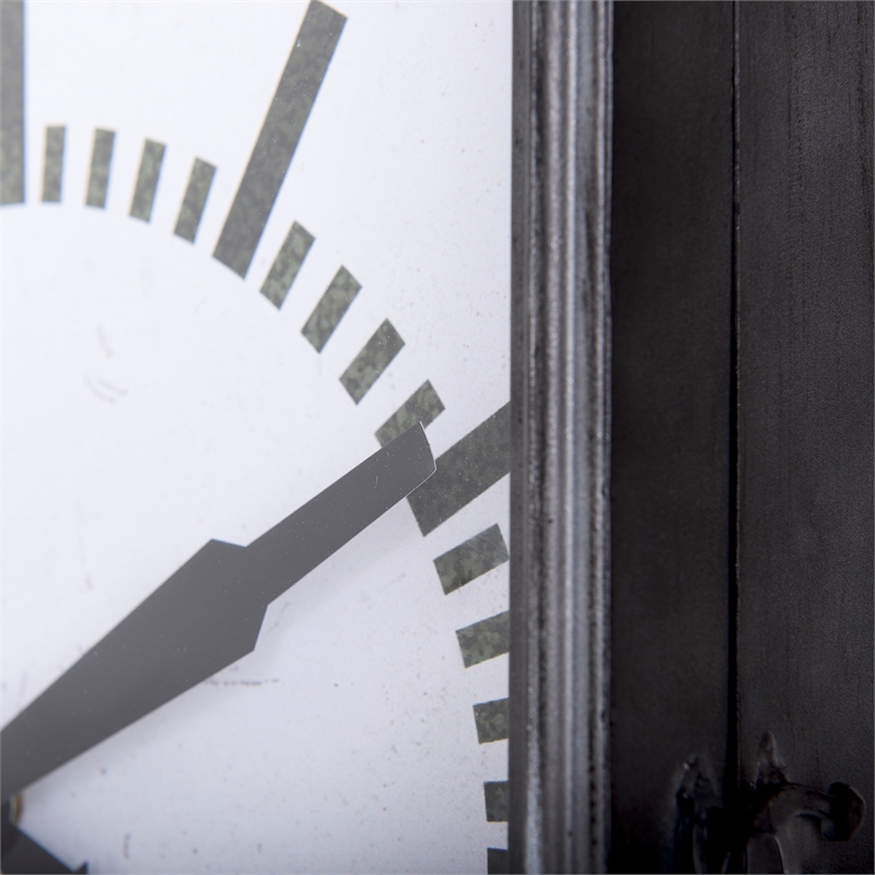 Pemberly Row Rectangular Large industrial Wall Clock in Black