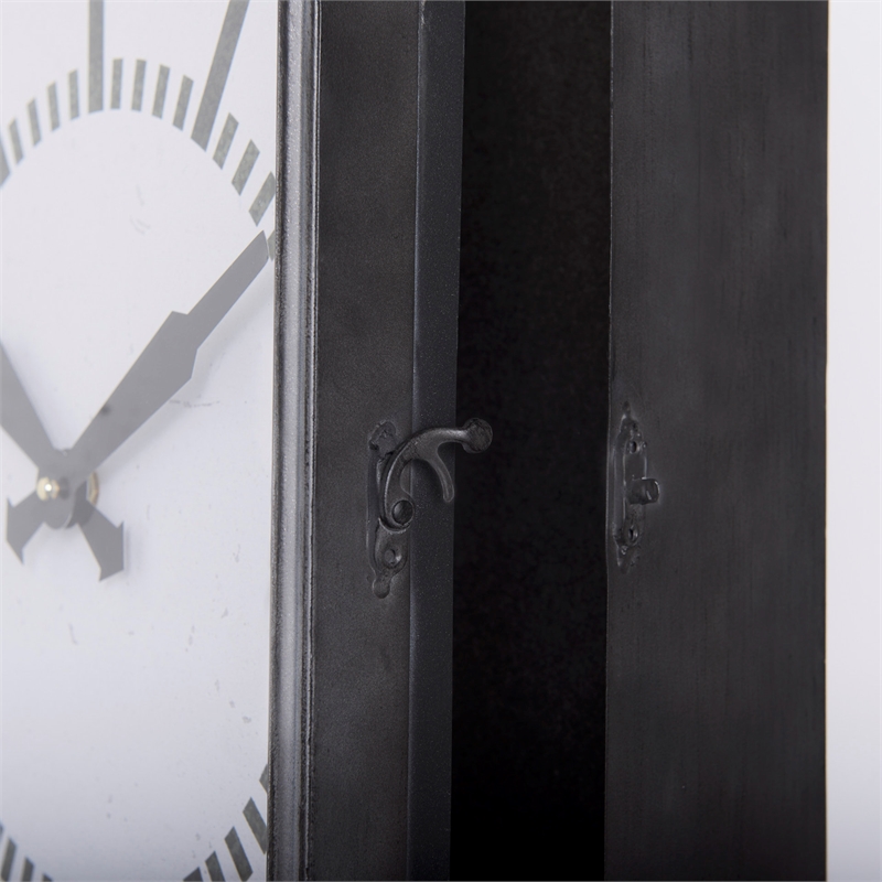 Pemberly Row Rectangular Large industrial Wall Clock in Black