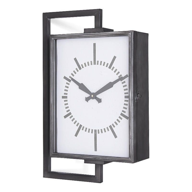 Pemberly Row Rectangular Large industrial Wall Clock in Black