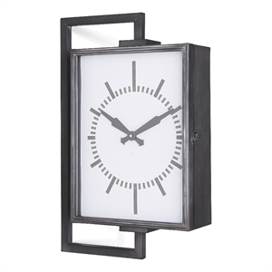 Pemberly Row Rectangular Large industrial Wall Clock in Black