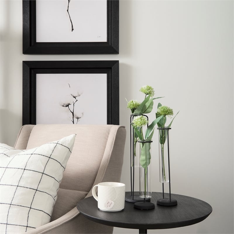 Pemberly Row Set of Three Matte Black Metal Test Tube Style Vases
