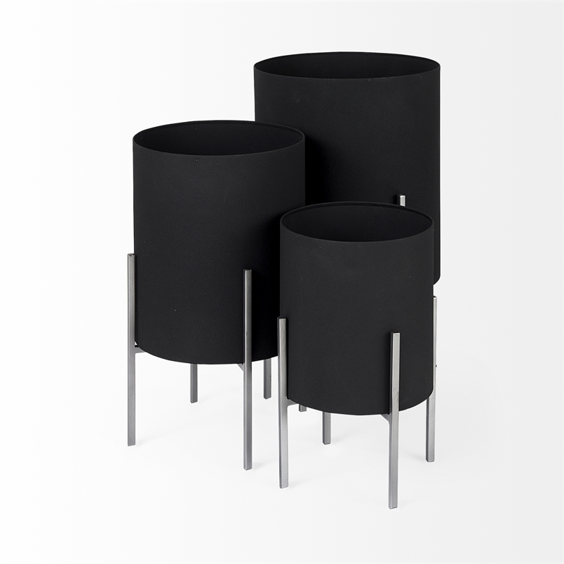 Pemberly Row Modern / Contemporary Black Plant Stands (Set of 3)