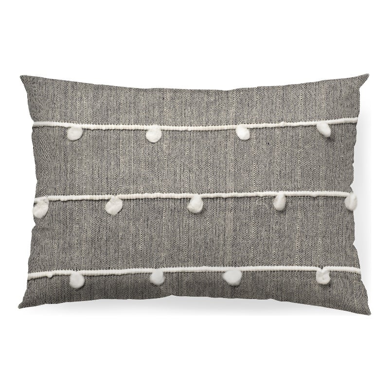 Pemberly Row 13x21 Navy And Cream With White Detail Decorative Pillow Cover
